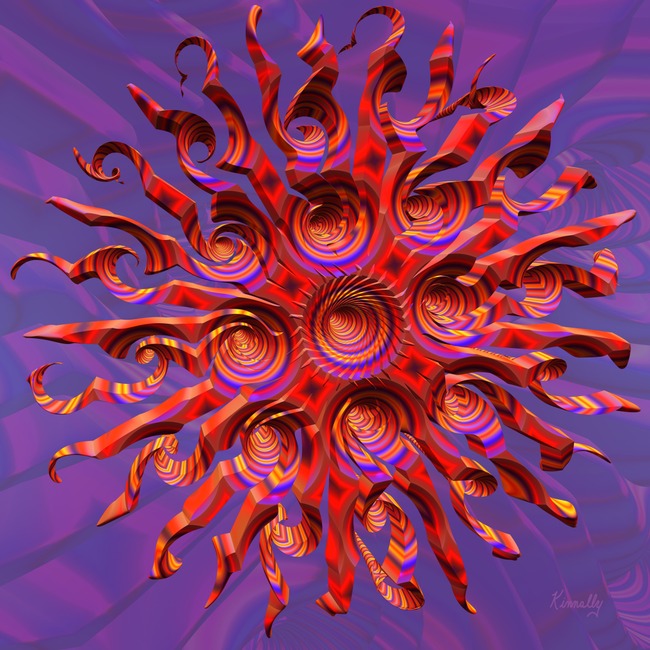 Giclee print, surrealism, modern art, a fractal, "That Lucky Old Sun"; Artwork by Kinnally