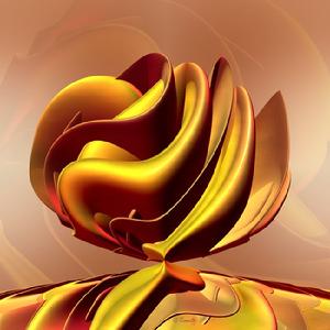 Giclee print, yellow, gold, red, contemporary art "Blossom #1" 3D sculptural art by Kinnally