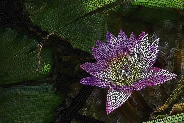 Giclee print, a mosaic artwork "Water Lily" by Kinnally