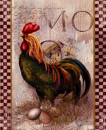 Green Pastures Rooster by artist Alma Lee. Art prints, posters, animal art; rooster art. Roosters, art prints; posters; from an original  painting