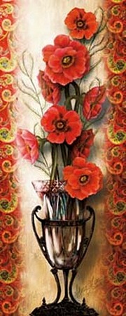 Paisley Poppy by artist Alma Lee. Art prints, posters, A still life, floral, flowers poppies, poppy, art prints; posters; from an original  painting