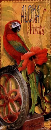 Island Java II by artist Alma Lee. Art prints, posters, animal art; decor art; macaw, parrot, art prints; posters; from an original  painting