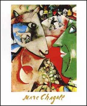 Art print I and the Village by Marc Chagall; modern art of a village scene