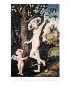 Art print Cupid Complaining to Venus by Cranach the Elder; nude portrait