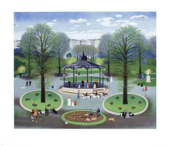 Art print Le Kiosque by Michel Delacroix; a city park