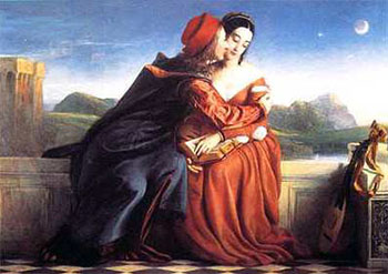 Art print Paolo Und Francesca by William Dyce; portrait of two lovers