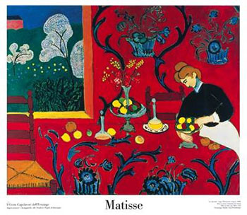 Art print Harmonie Rouge-Ovsz by Henri Matisse; a maid preparing a table