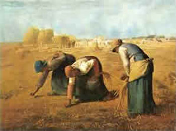 Art print Gleaners 1857 by Jean Franois Millet; three women gleaning a field