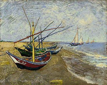 Art print Fishing Boats on the Beach at Saintes-Maries by Vincent Van Gogh