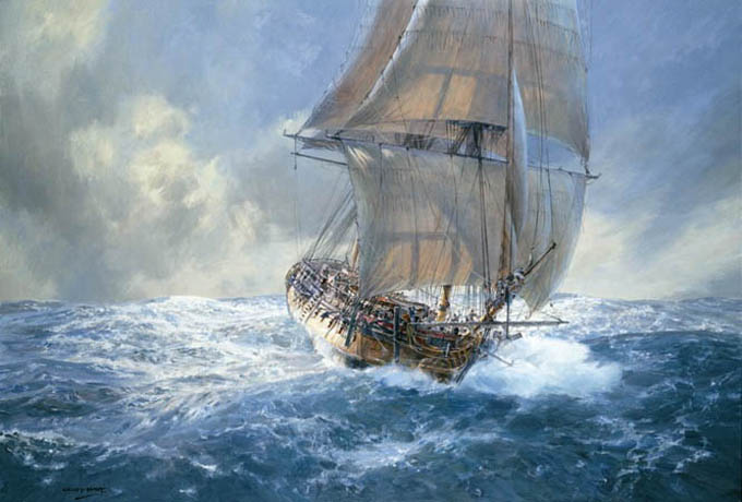 Poster print by marine artist & British painter Geoff Hunt - �HMS Artemis�