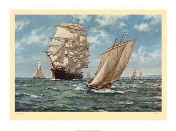 Homecoming by artist Montague Dawson. Poster prints, art prints, posters, marine art; from an original oil painting
