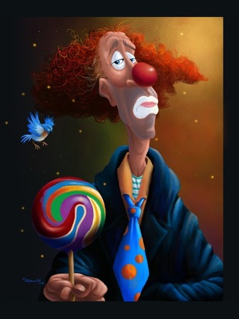 giclee prints, art prints of a clown, �Clown� by Brian Beausoleil