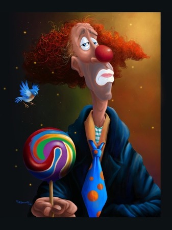 giclee prints, art prints of a clown, Clown by Brian Beausoleil