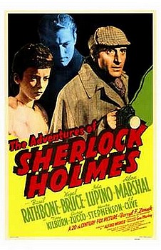 Movie posters, movies, movie poster, framed art, posters, The Adventures of Sherlock Holms, mystery movies, mystery films, Basil Rathbone, Nigel Bruce, Ida Lupino